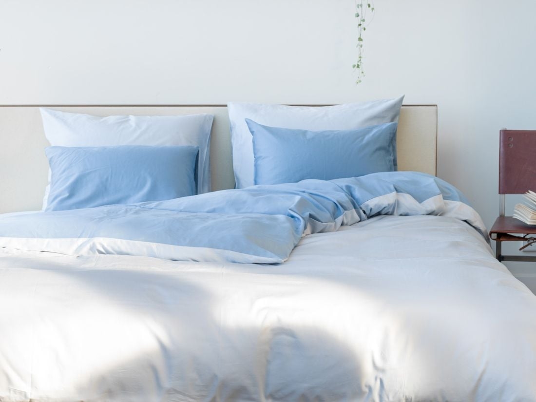 Satin-Bettwäsche Double Face Blue