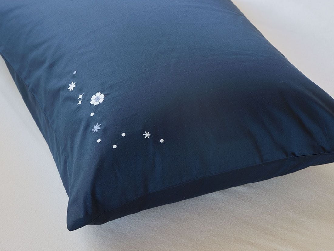 Kissenbezug Baumwollsatin Blueberry Starry Flower