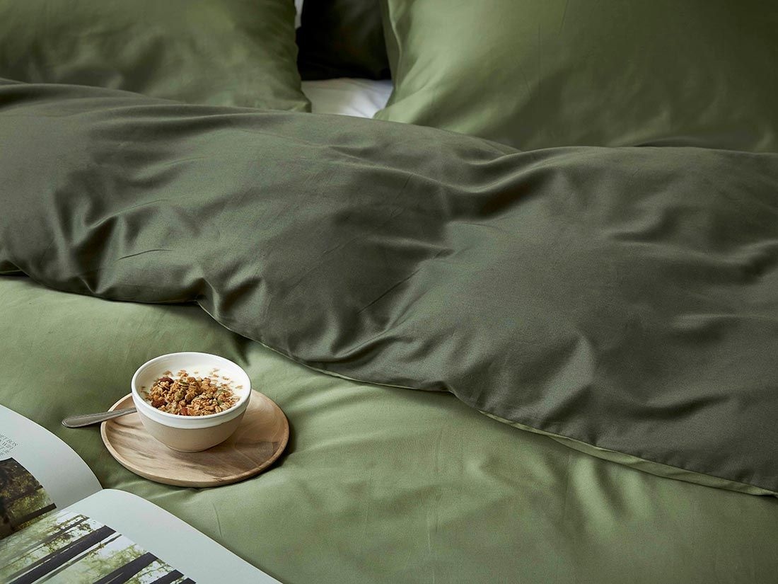 Satin-Bettwäsche Double Face Olive