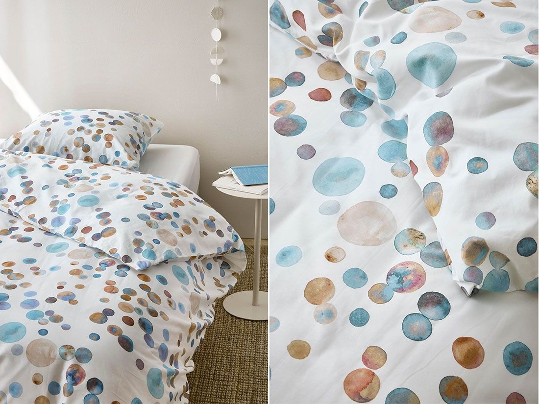 Satin-Bettwäsche Watercolor Dots Multicolor