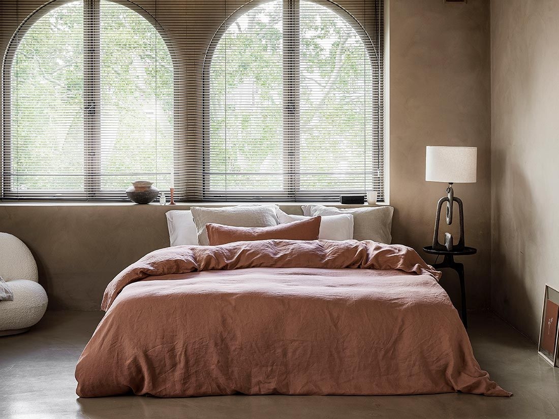 Leinen-Bettwäsche Clay Rose