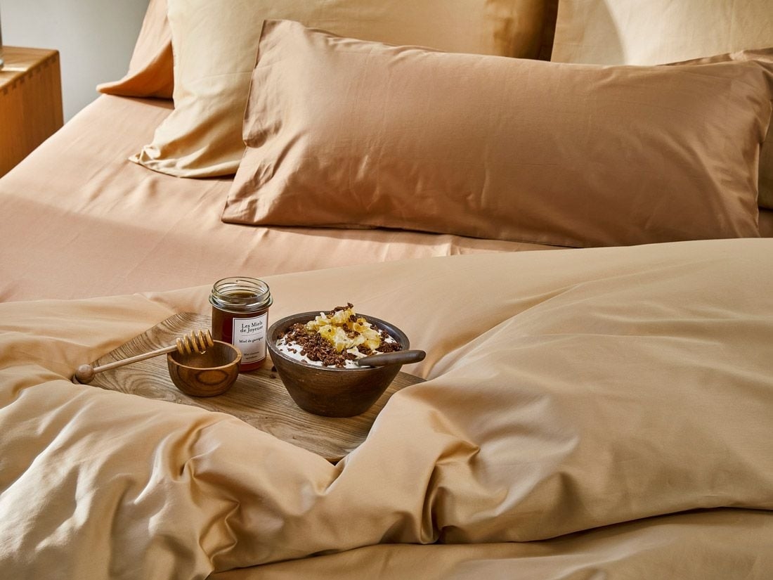 Spannbettlaken Baumwollsatin Caramel