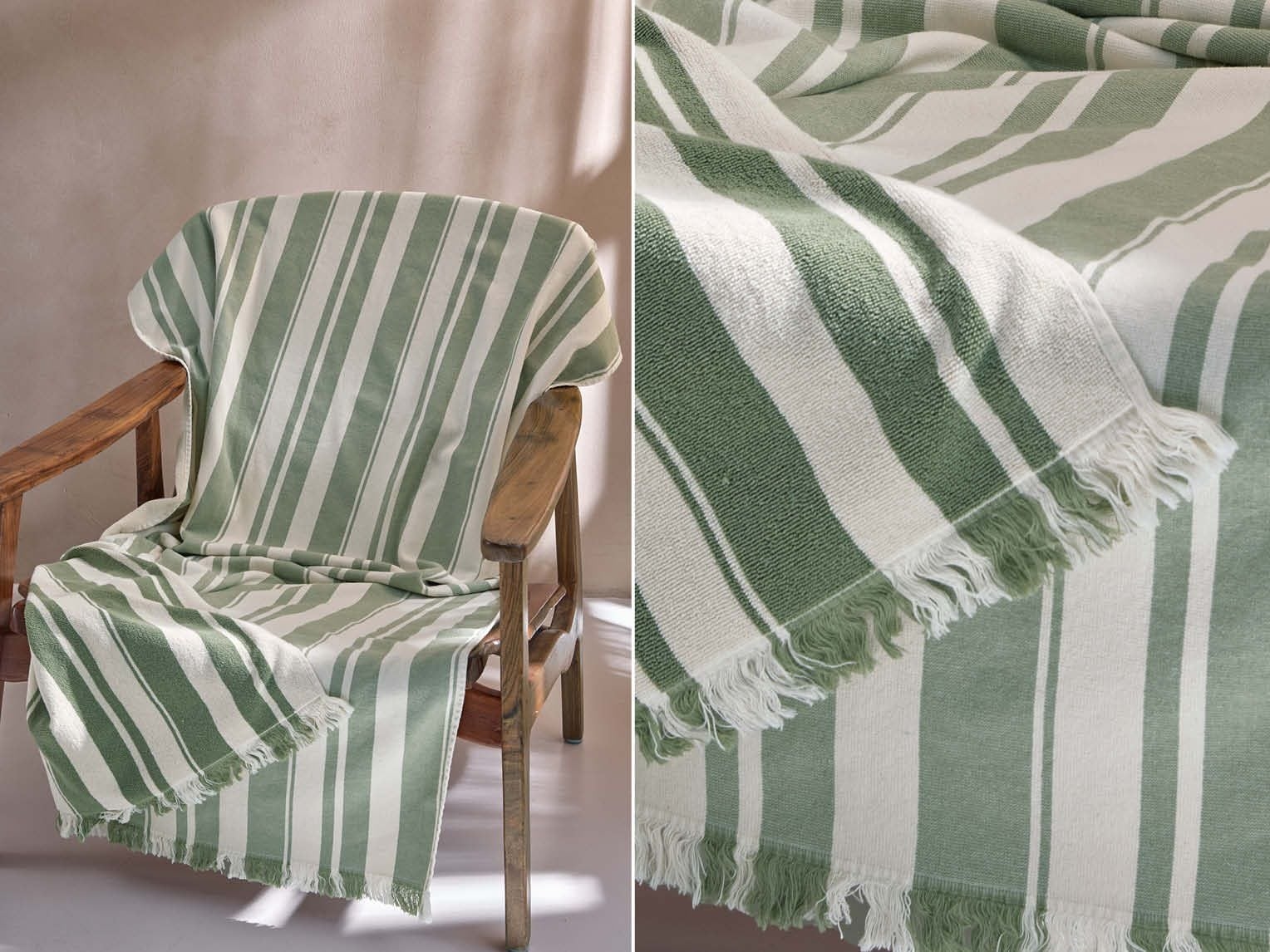 Hamamtuch Sage Green Stripe 100x180 - 1 Stk.