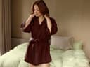 Kimono Jacke Gewaschenes Leinen Rosewood
