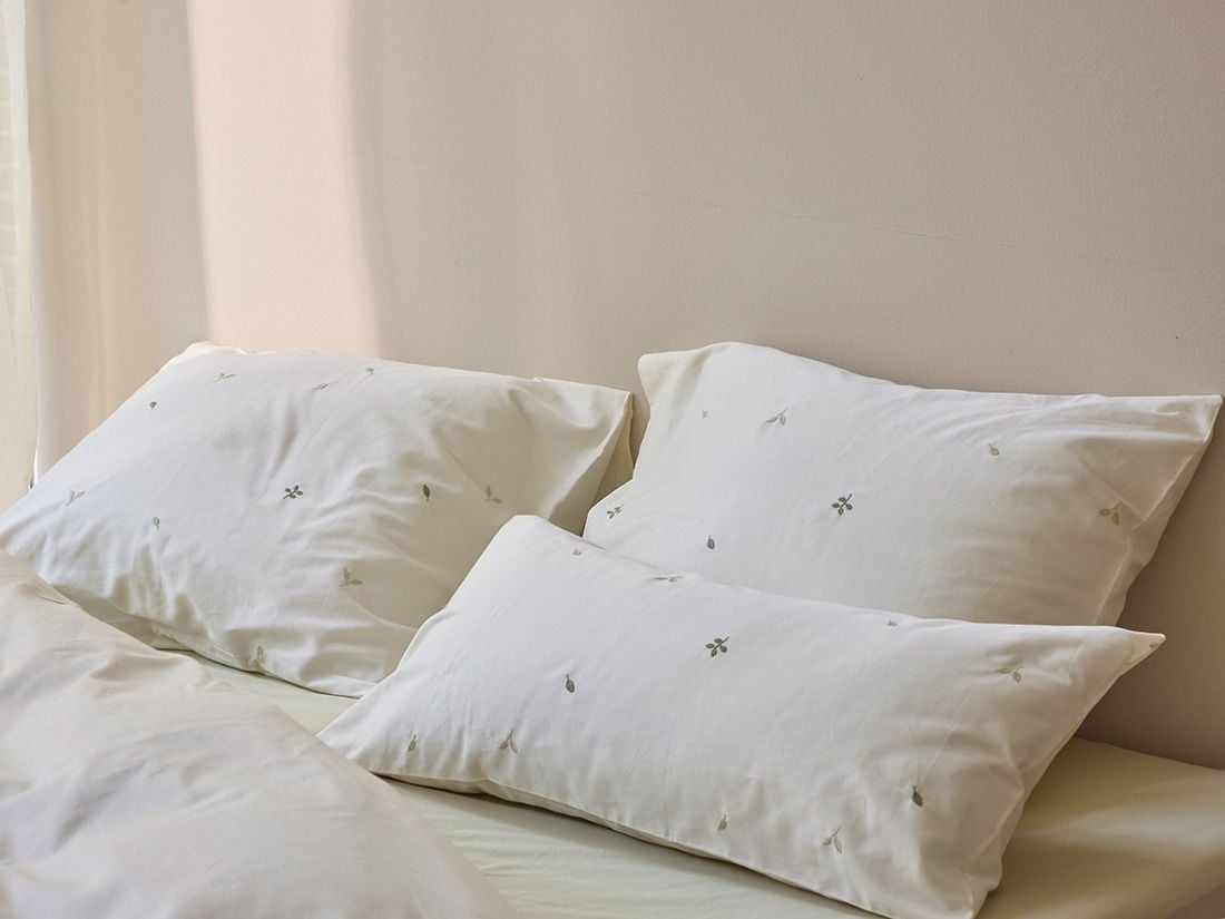 Kissenbezug Baumwollsatin Warm White Botanical