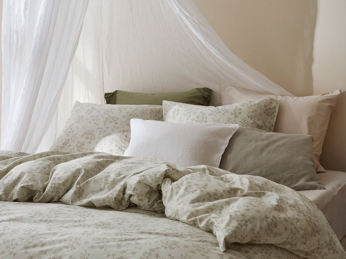 Kissenbezug Baumwollsatin Naturell Bloom