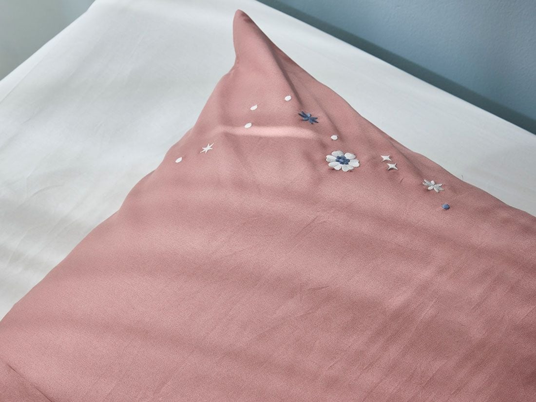Kissenbezug Baumwollsatin Blush Rose Starry Flower