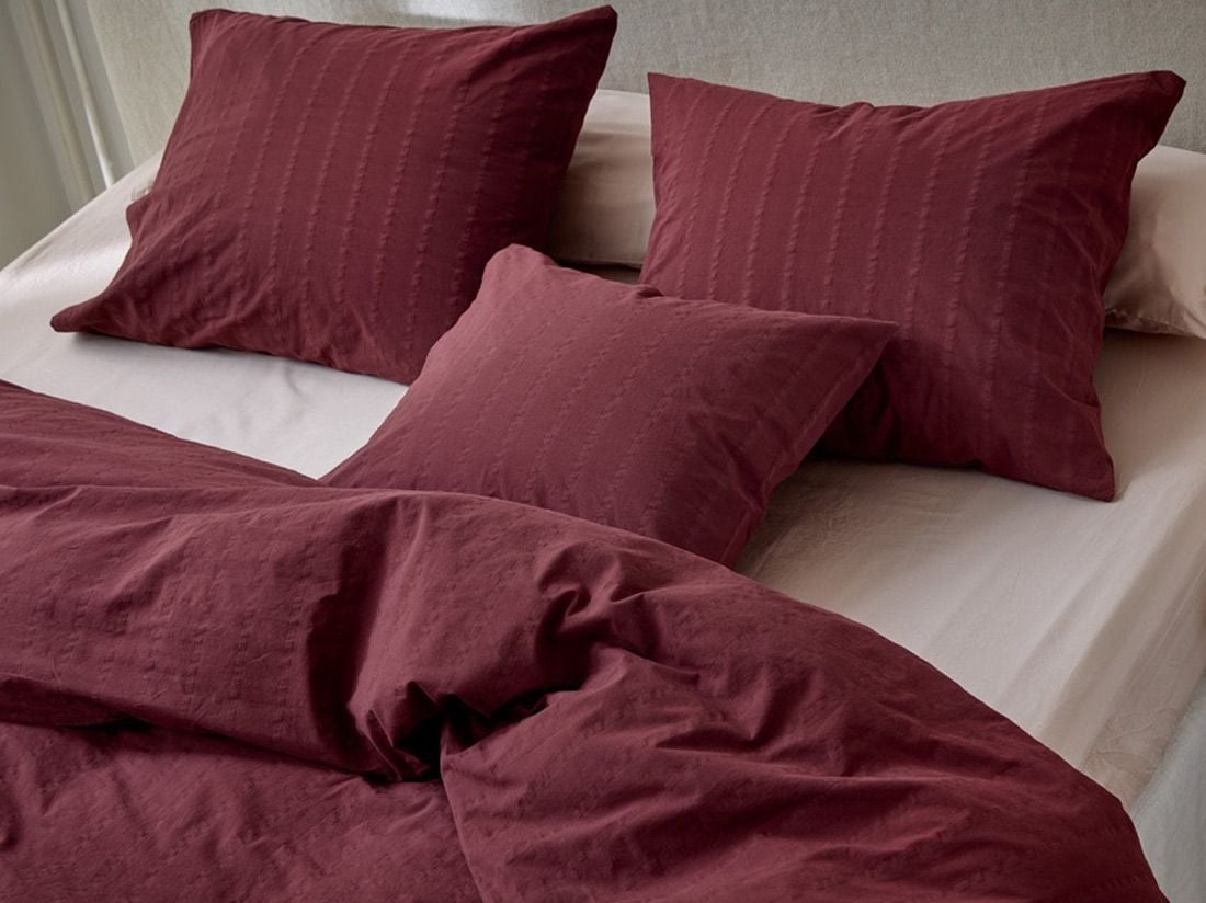Kissenbezug Seersucker-Baumwolle Bordeaux