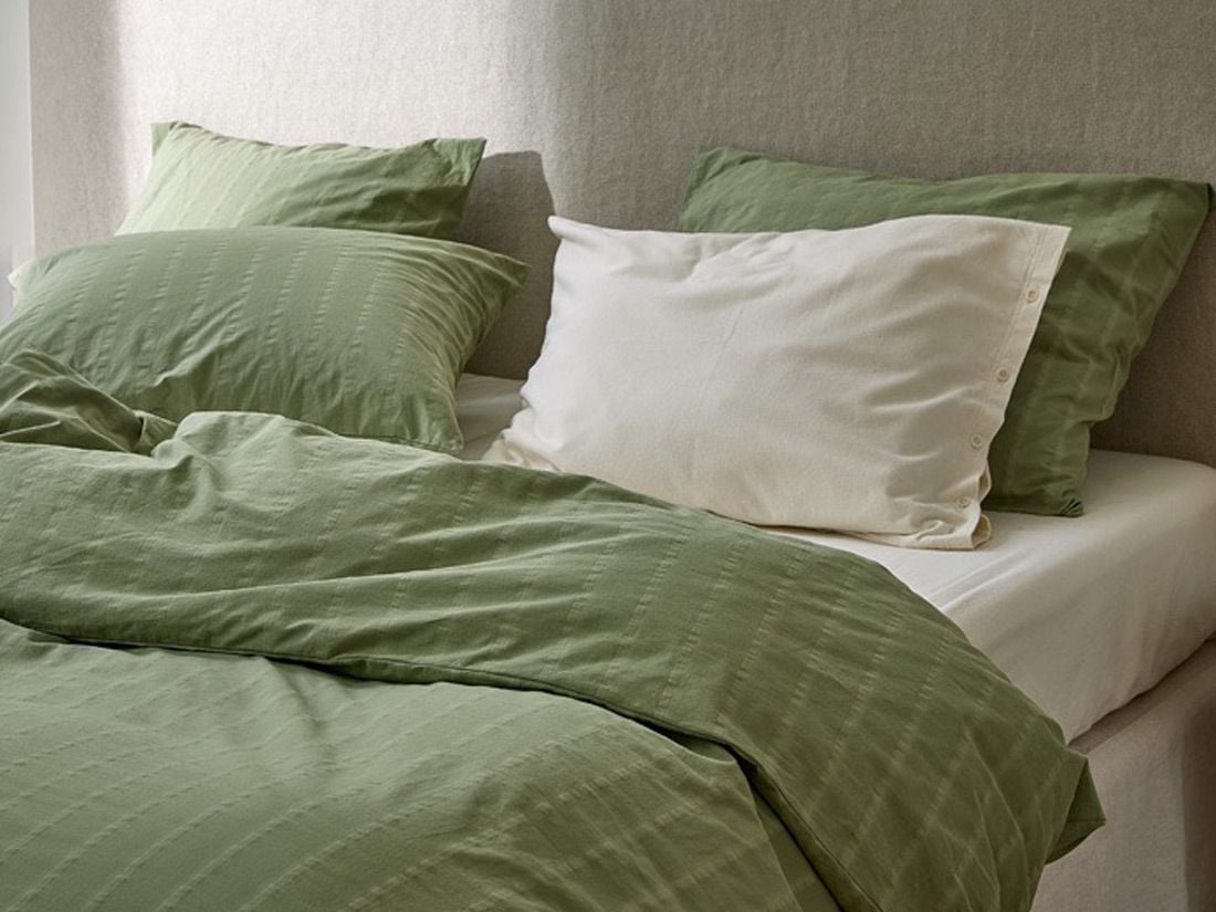 Kissenbezug Seersucker-Baumwolle Willow Green