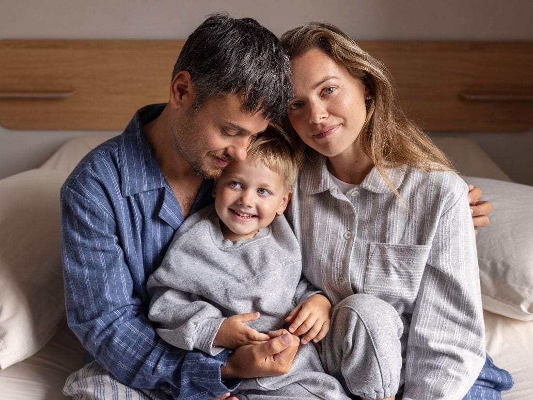 Pyjama-Set Damen Flanell Light Grey/White stripe