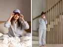 Pyjamahose Damen Flanell Light Grey/white Stripe