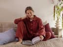 Pyjamaoberteil Damen Flanell Red Velvet