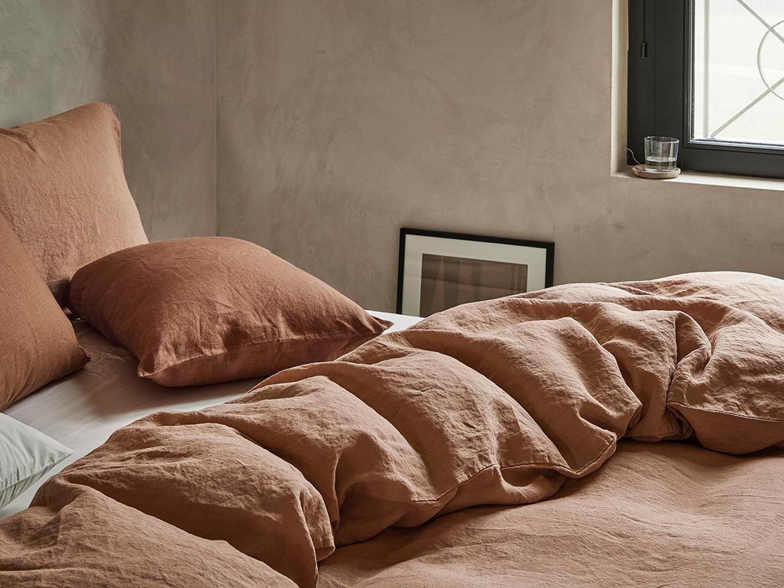 Kissenbezug Gewaschenes Leinen Terracotta