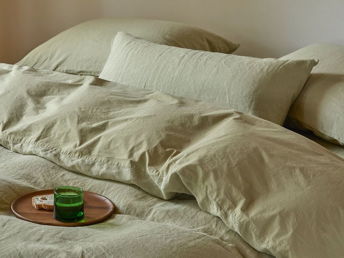 Hanf-Baumwoll-Bettwäsche Botanic Green