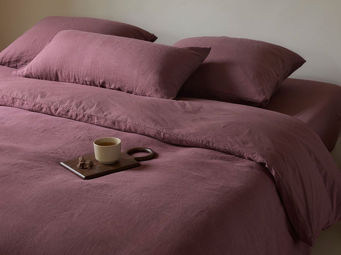 Hanf-Baumwoll-Bettwäsche Deep Raspberry