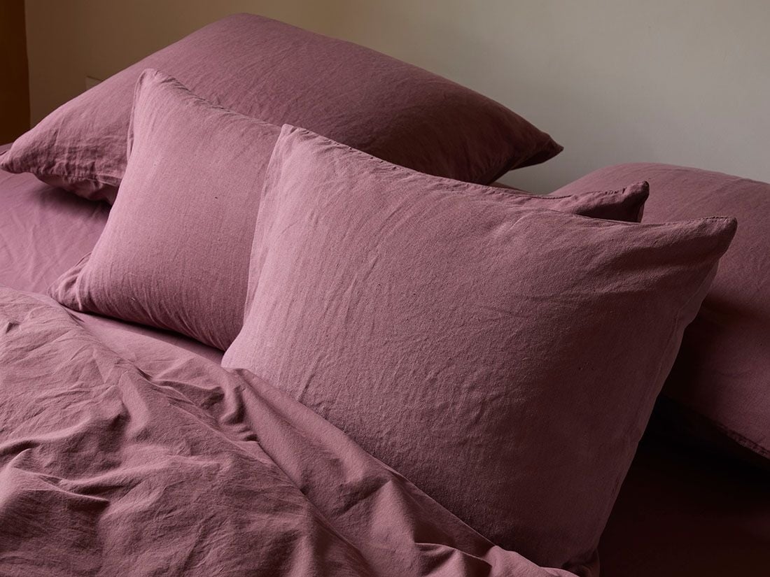 Hanf-Baumwoll-Kissenbezug Deep Raspberry
