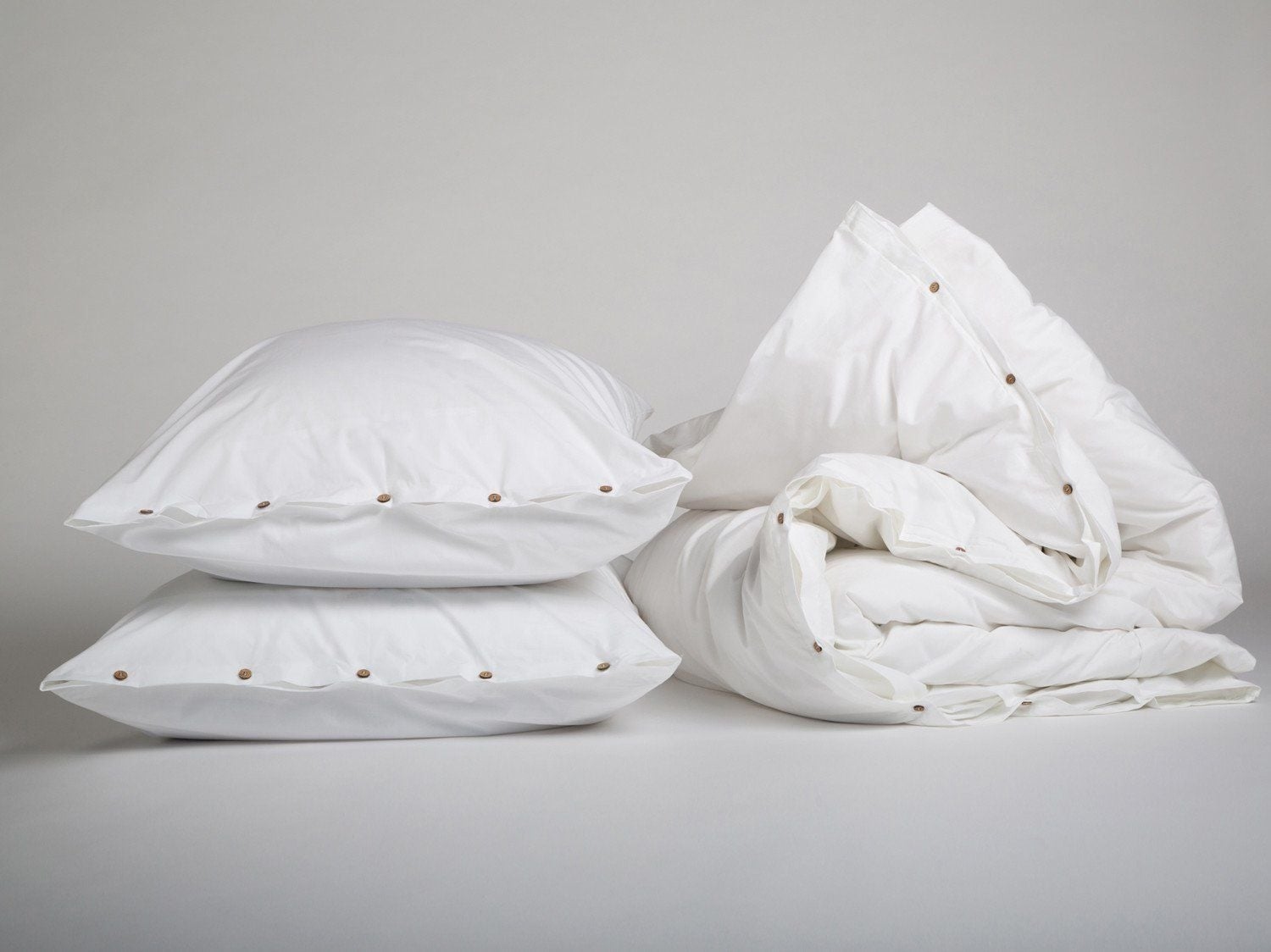 Perkal-Bettwäsche Pure White mit Knöpfen