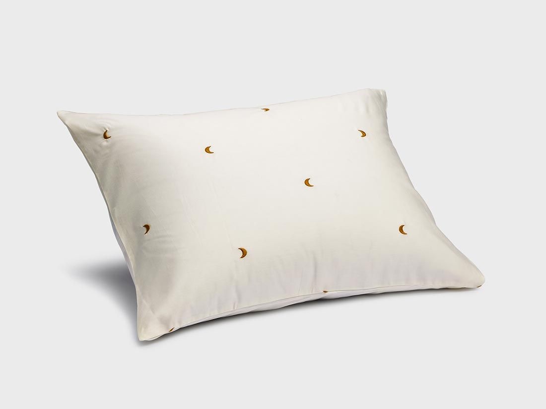 Kissenbezug Baumwollsatin warm white/ochre moon 50x60