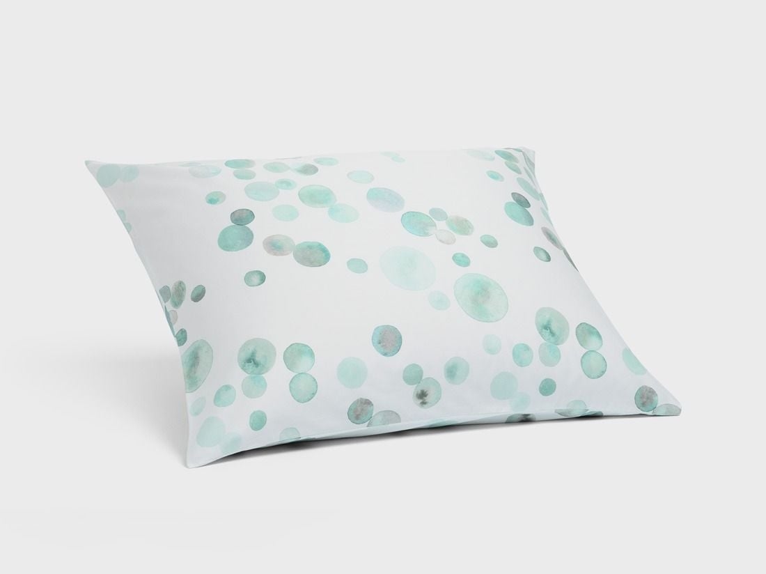 Kissenbezug Baumwollsatin Watercolor Dots Sea Green