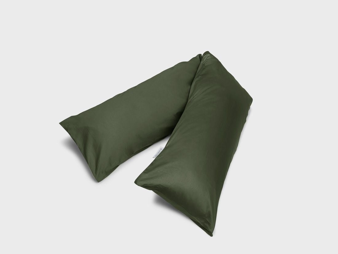 Seitenschläferkissenbezug Baumwollsatin Dark Olive 37 × 160