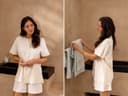 Pyjama-Set Damen Kurz Jersey Sunrise White