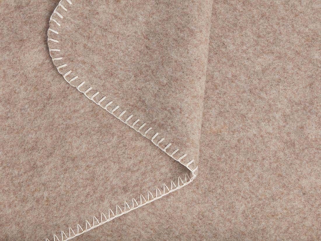 Babydecke Merinowolle Light Brown/White 75x100