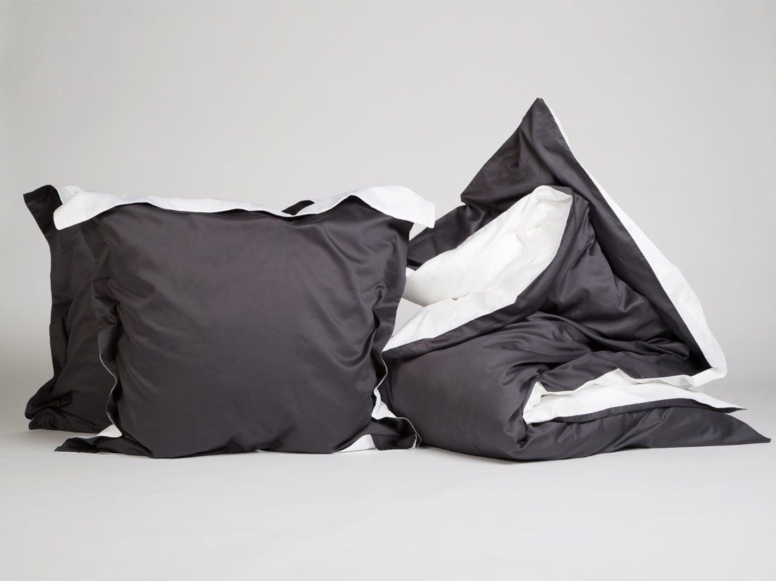 Satin-Bettwäsche Anthracite/White 200x220 + 2/80x80