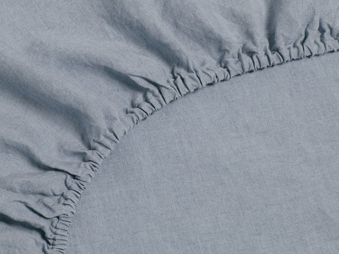 Spannbettlaken Gewaschenes Leinen Dusk Blue