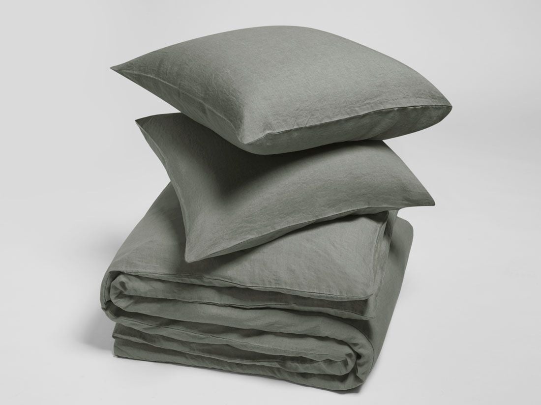 Leinen-Bettwäsche Stone Green