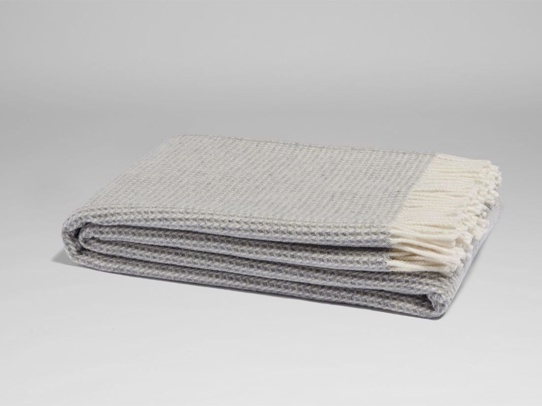 Decke Merinowolle Pied-de-poule Grey Melange 150x210