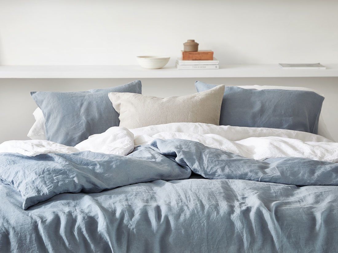 Kissenbezug Gewaschenes Leinen Dusk Blue
