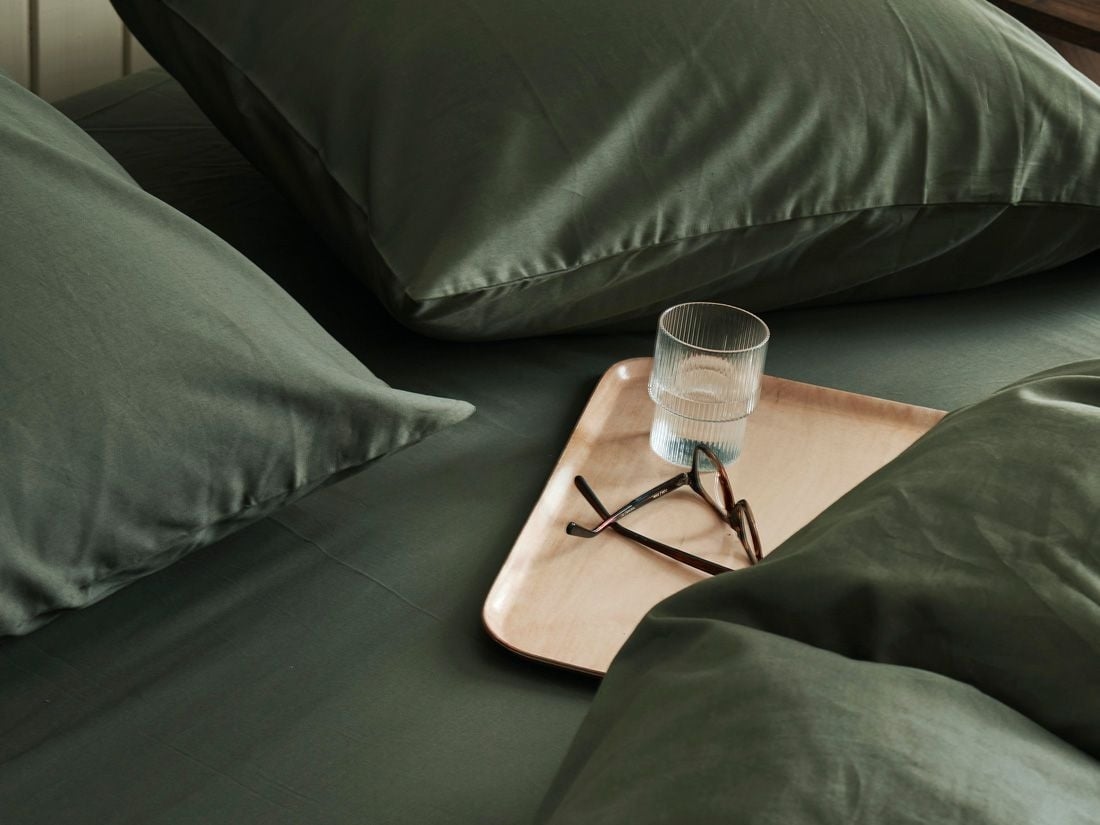 Kissenbezug Baumwollsatin Dark Olive