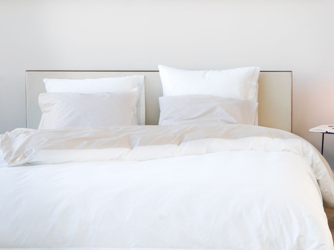 Satin-Bettwäsche Double Face White/Sandy