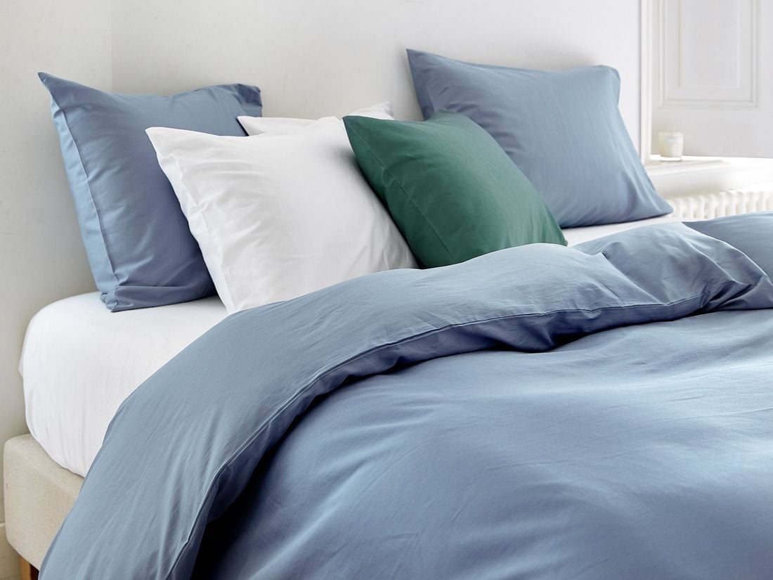 Satin-Bettwäsche Faded Blue