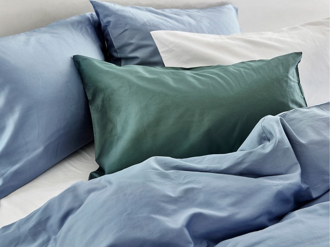 Kissenbezug Baumwollsatin Faded Blue