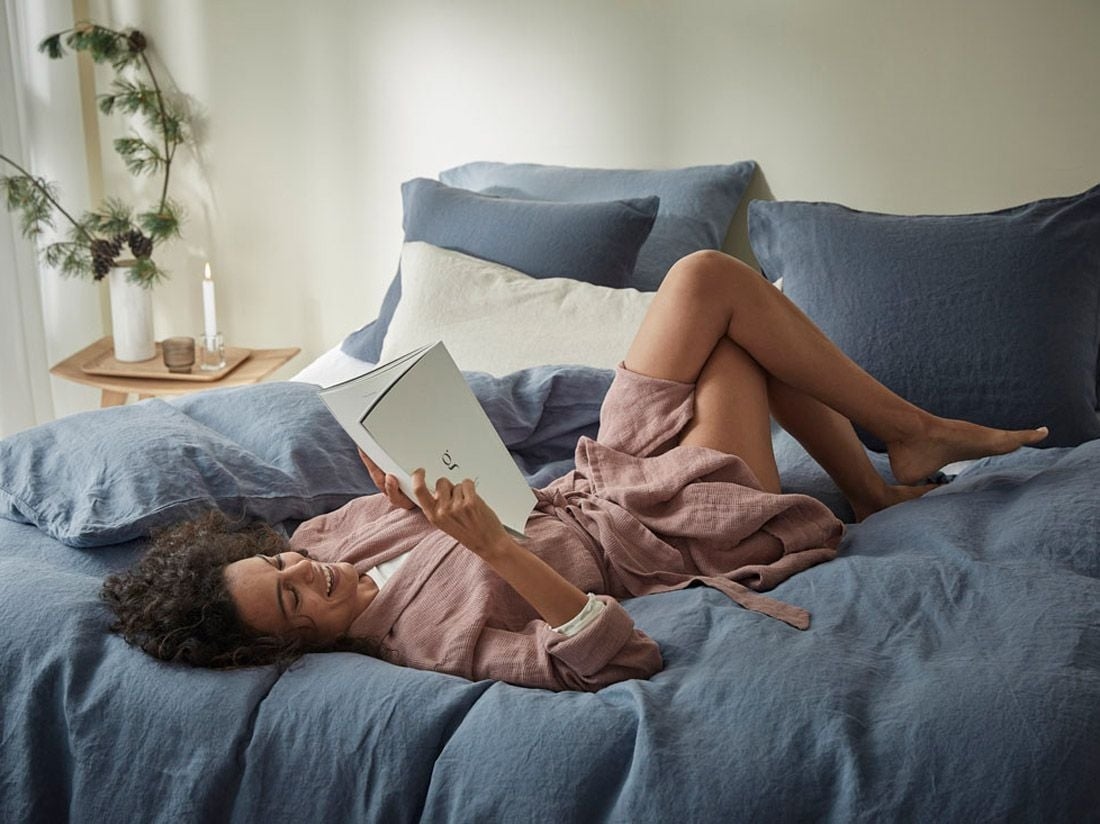 Leinen-Bettwäsche Earth Blue