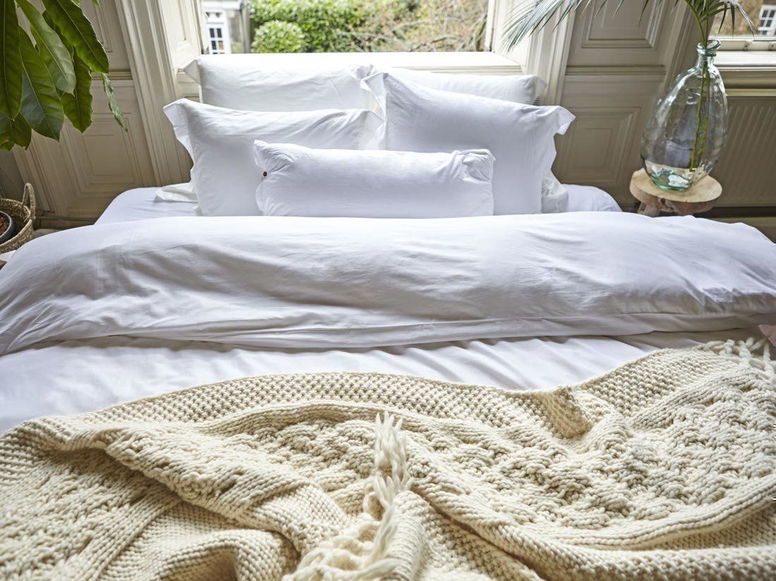 Satin-Bettwäsche Pure White mit Rand