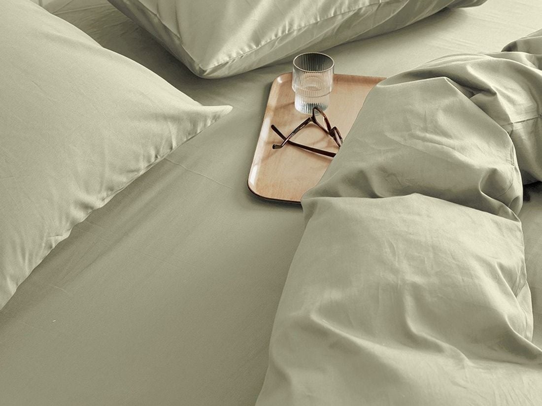 Spannbettlaken Baumwollsatin Light Olive