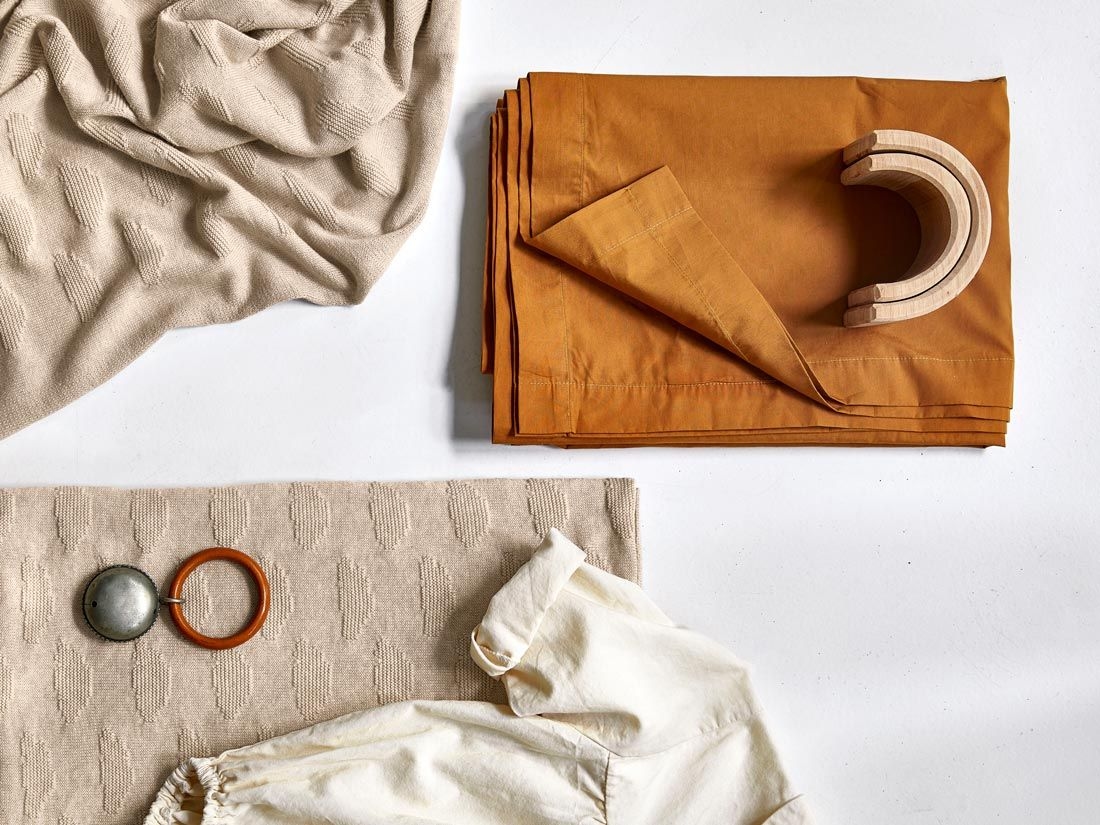 Kinderlaken Perkal-Baumwolle Ochre Yellow