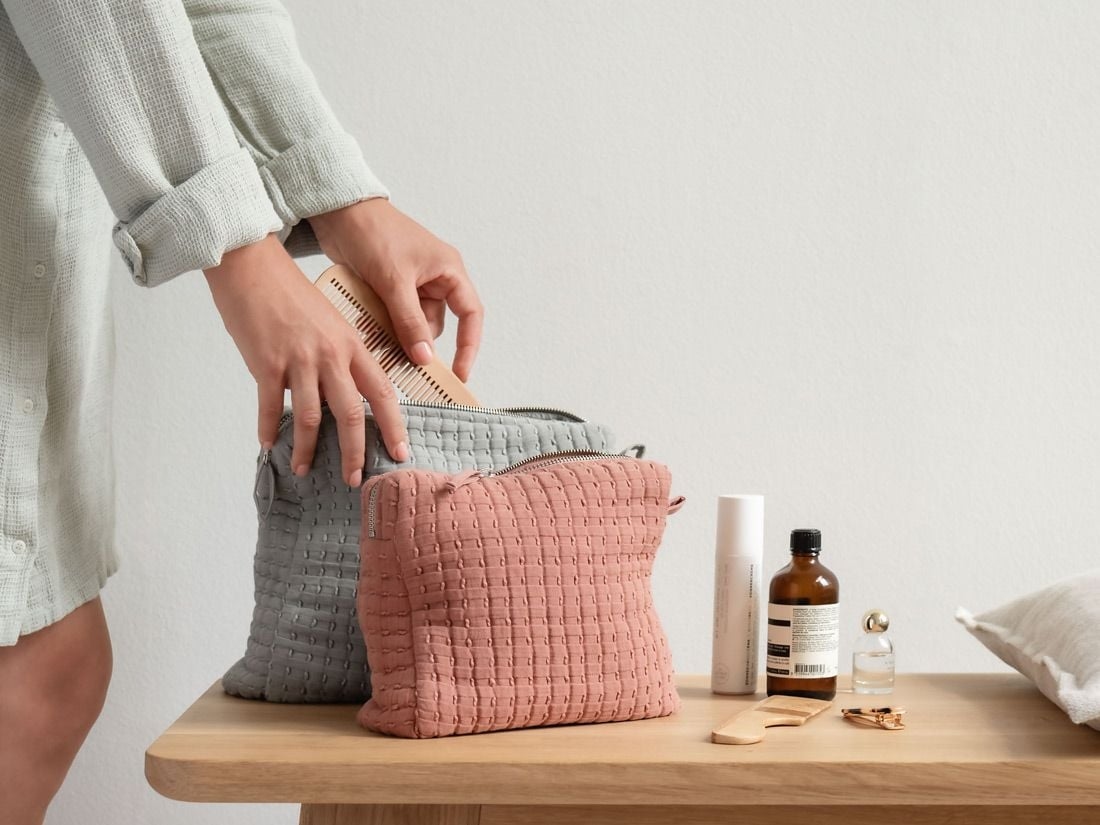 Kulturbeutel Musselin-Baumwolle Sage Green