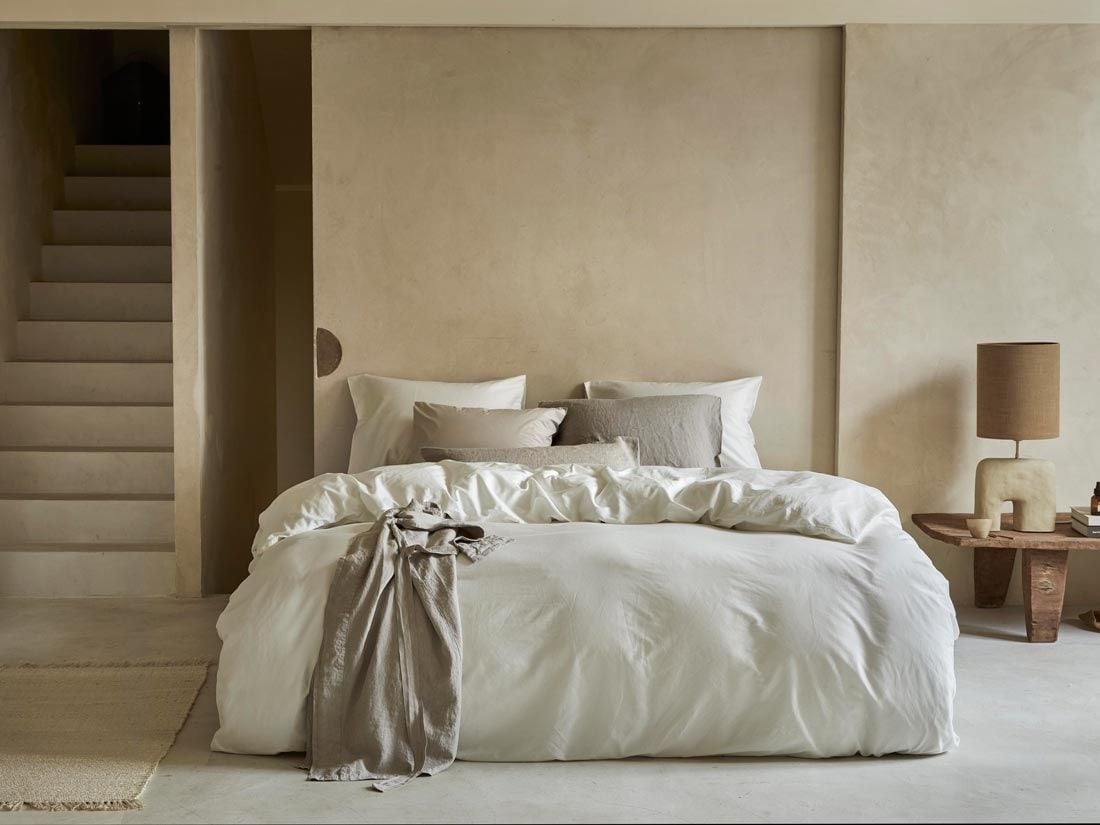 Satin-Bettwäsche Warm White