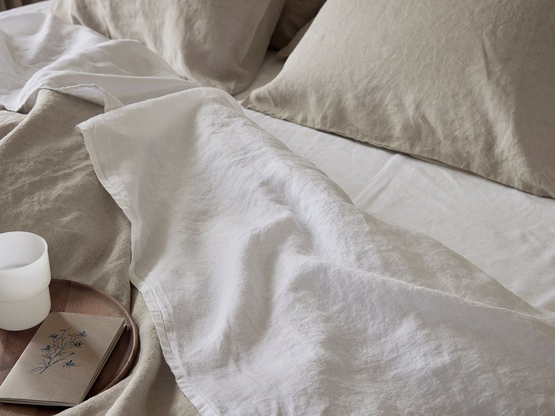 Laken Gewaschenes Leinen Pure White