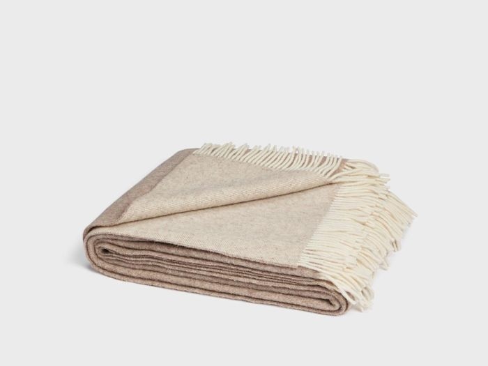 Decke Merinowolle Camel Melange 150x210