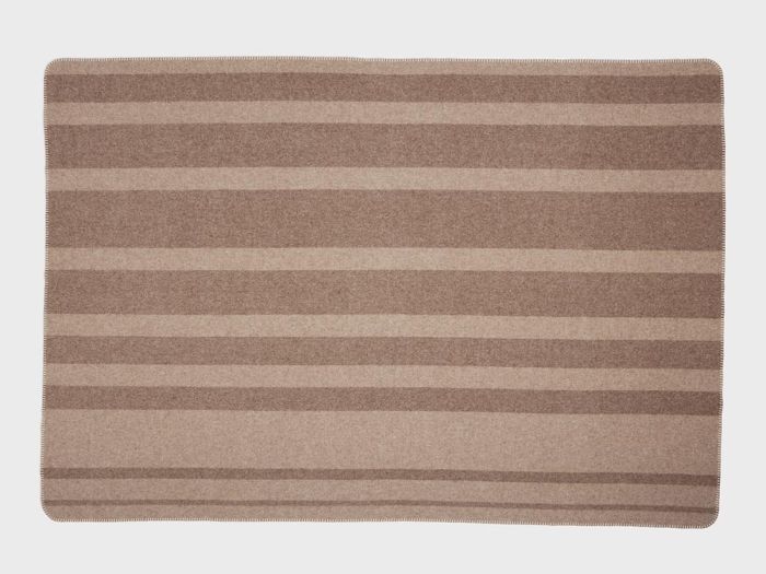 Decke Merinowolle Stripe Brown/Chestnut 150x220