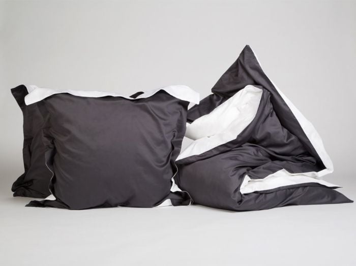 Satin-Bettwäsche Anthracite/White 200x220 + 2/80x80