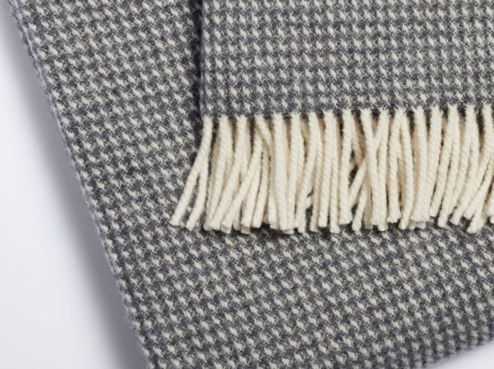 Decke Merinowolle Pied-de-poule Charcoal 150x210