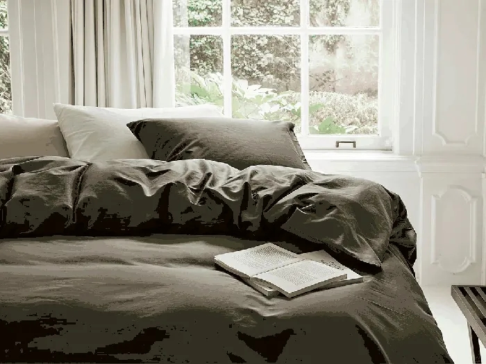 Satin-Bettwäsche Dark Anthracite 200x220 + 2/80x80